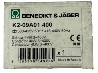 Benedikt & Jäger K2-09A01 400 kontaktor 4kW 3~400V