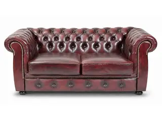 Liverpool Chesterfield 2 pers. sofa - Oxblod læder