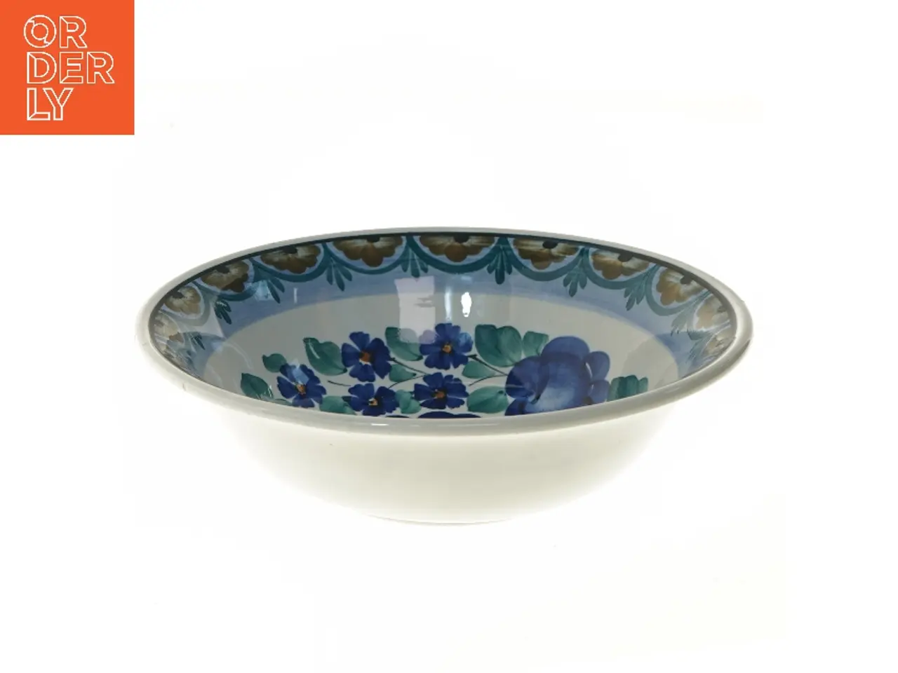 Billede 1 - Blomstret skål i fajance Ø27 cm (str. Ø 27 cm)