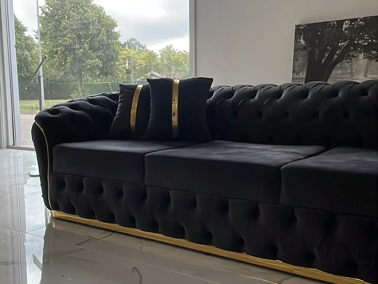 Billede 5 - Chesterfield-hjørnesofa i mørkeblåt velour