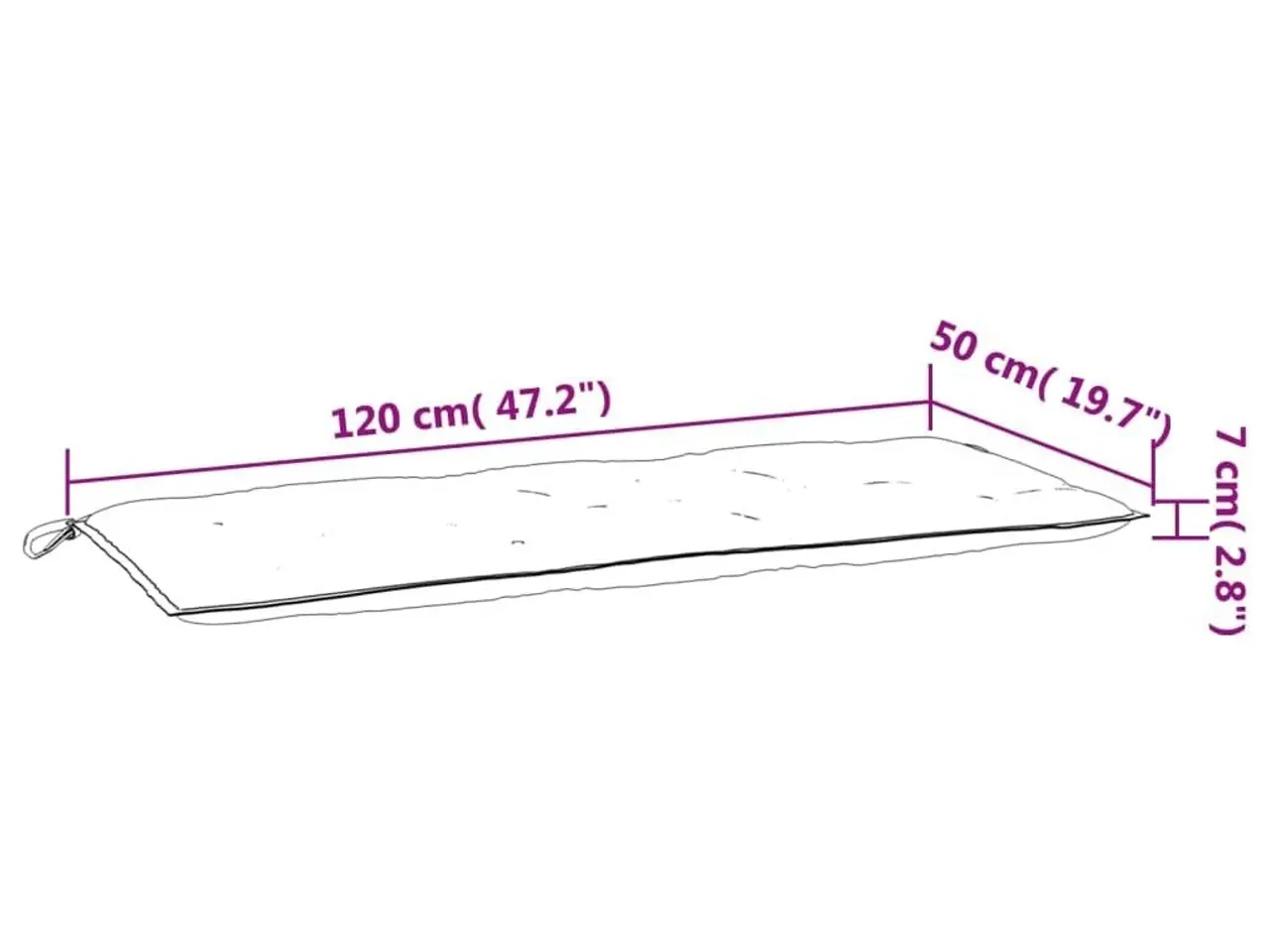 Billede 7 - Hynde til havebænk 120 × (50+50) × 7 cm i oxfordstof - sort