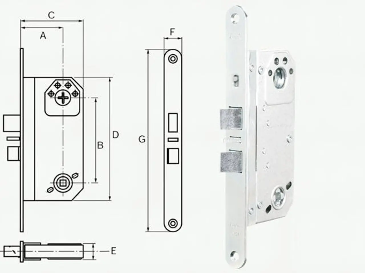 Billede 2 - Assa Abloy Modular 560 Double latch lock med L: