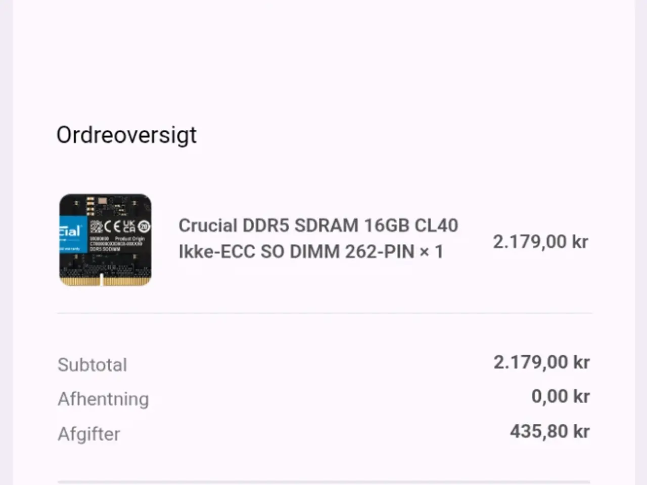 Billede 2 - Crusial DDR5 Ram