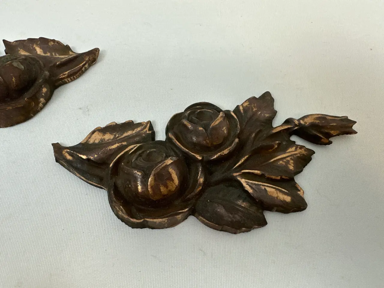 Billede 4 - 2 stk. vintage rose ornamenter I kobber