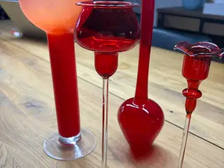 Rødt vintage glas – 4 smukke dekorationsstykker