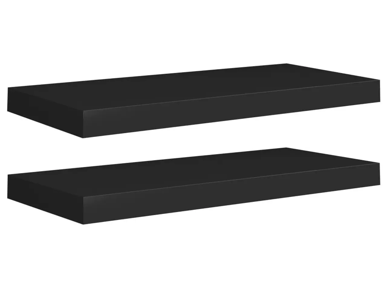 Billede 2 - Væghylder 2 stk. - 60 × 23,5 × 3,8 cm - MDF - sort