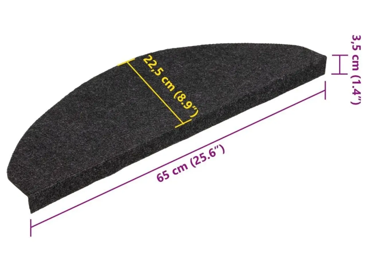Billede 8 - Selvklæbende trappemåtter - 15 stk., 65 × 22,5 × 3,5 cm, sort