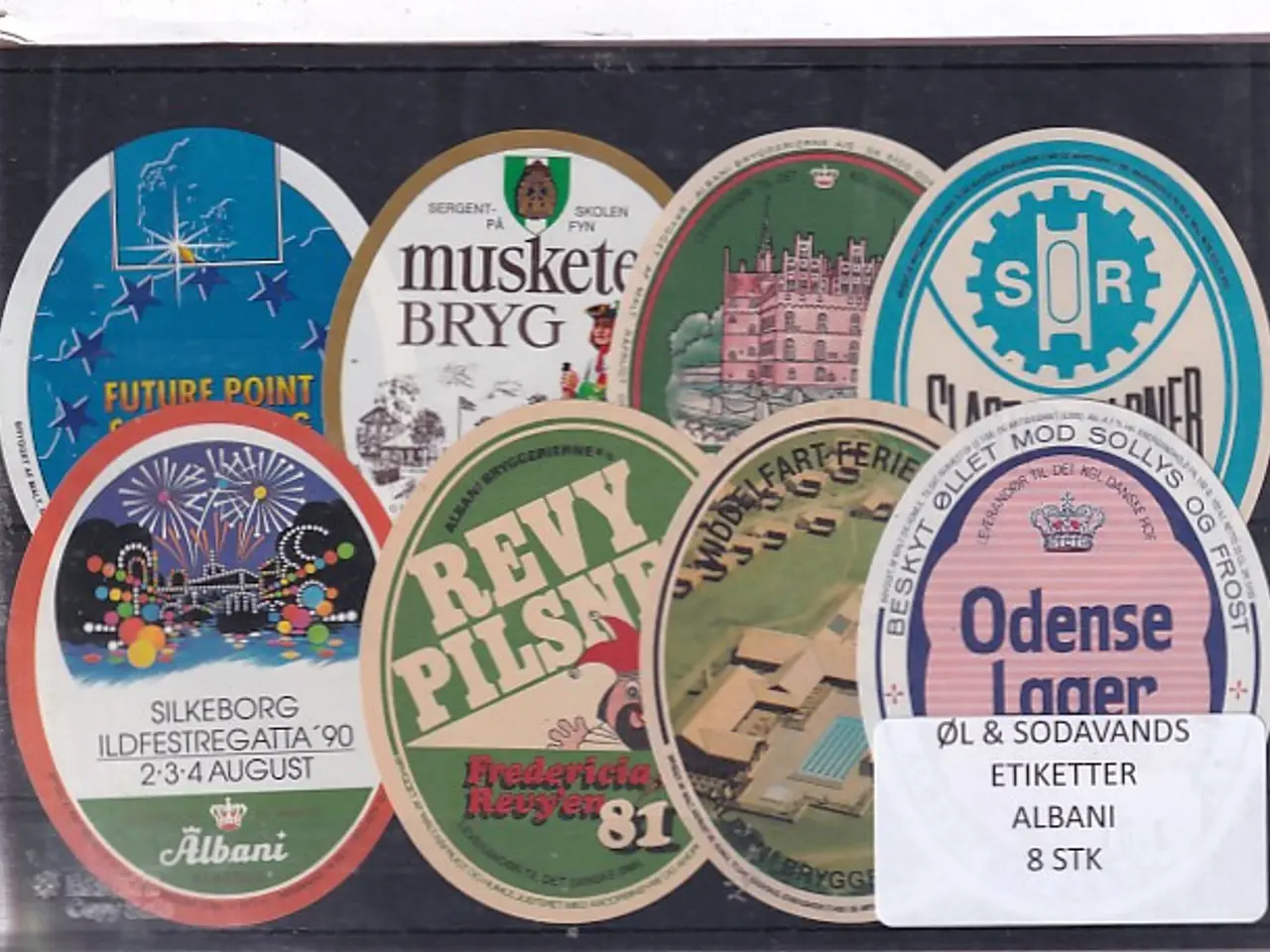 Billede 1 - Øl og Sodavands Etiketter - Albani - Odense - 8 Stk.