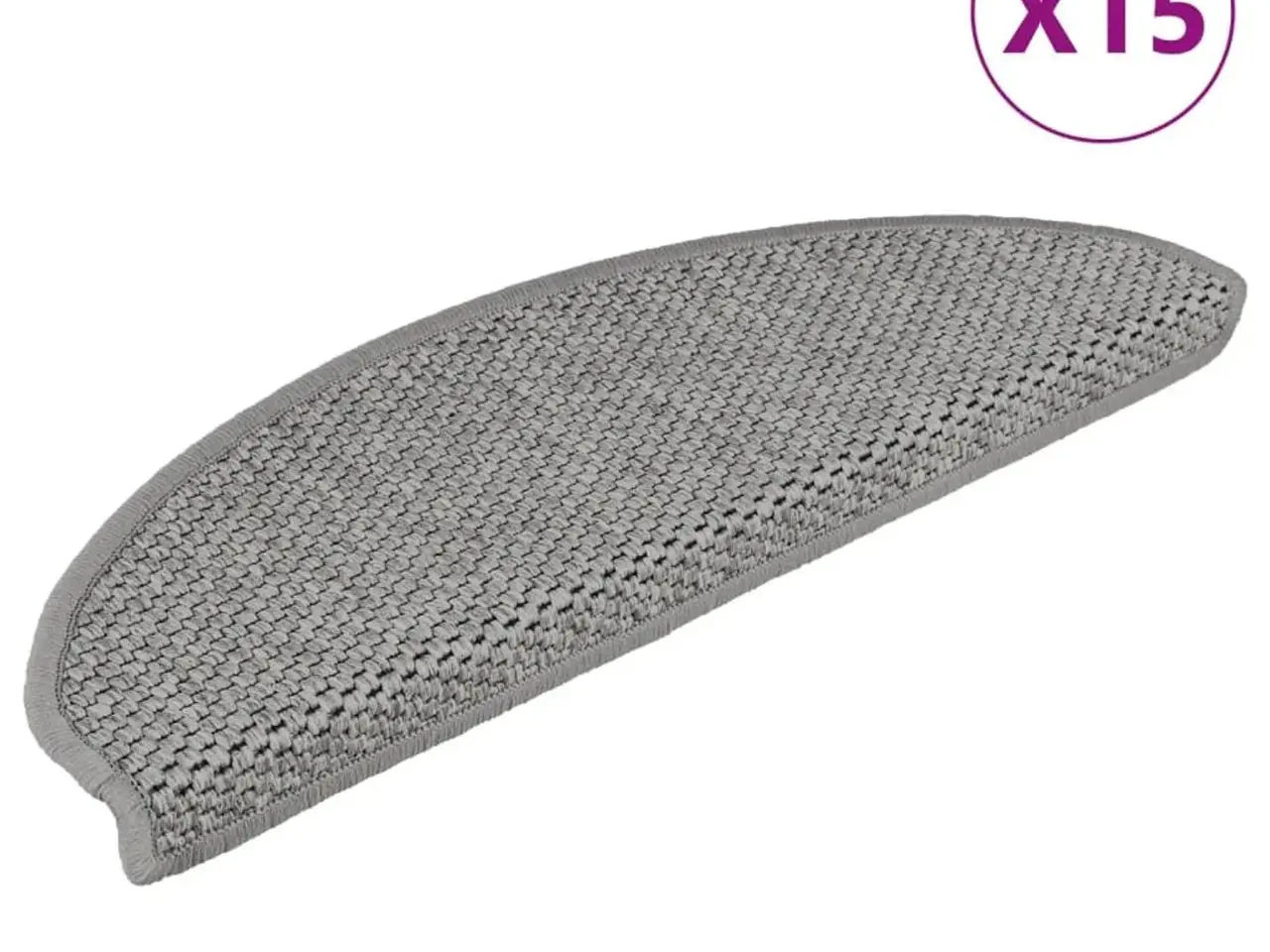 Billede 2 - Selvklæbende trappemåtter i sisal-look - 15 stk., sølv, 65×21×4 cm