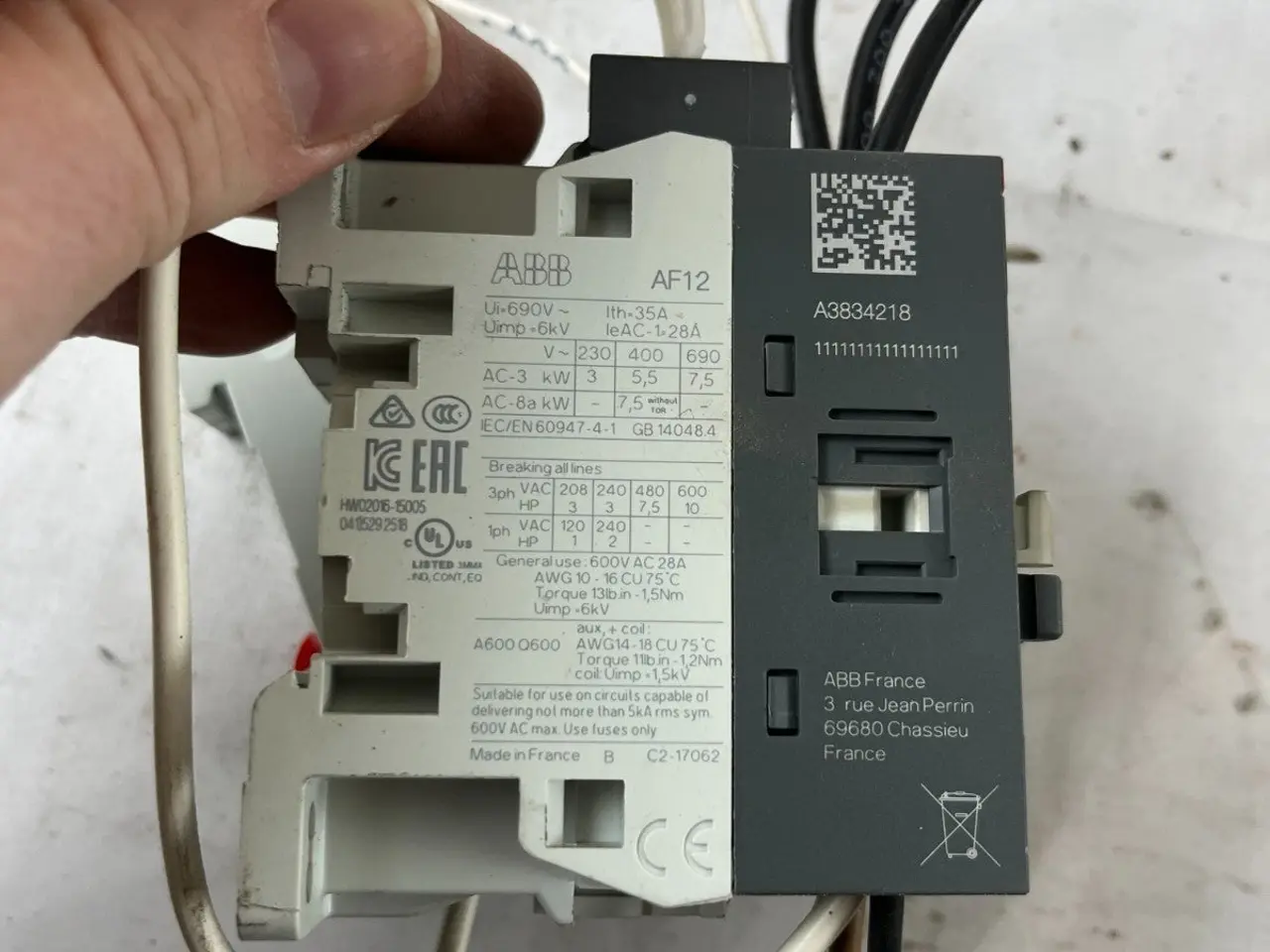Billede 3 - ABB AF12-30-01-14 kontaktor 12A 3P 250–500V AC/DC