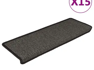 Selvklæbende trappemåtter 15 stk. 65x21x4cm sisal-look antracit