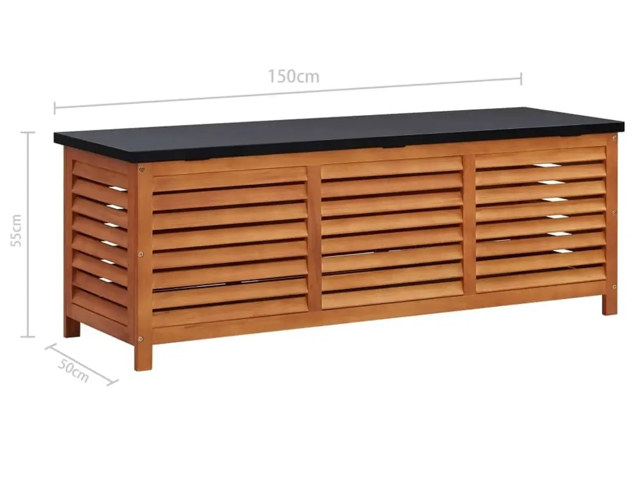 Billede 9 - Opbevaringskasse til haven 150 x 50 x 55 cm i massivt eukalyptustræ
