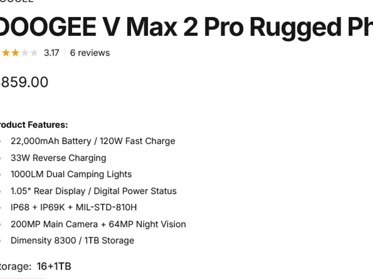 Billede 2 - DOOGEE V Max 2 Pro Rugged Phone