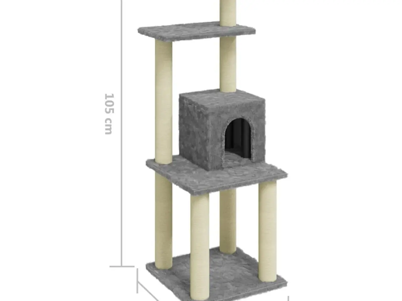 Billede 5 - Kradsetræ med sisal-kradsestolper 105 cm - lysegrå