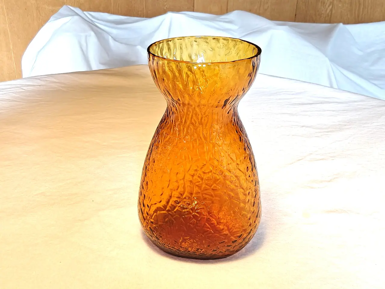 Billede 1 - Hyacintglas ovalt hamret ravfarvet