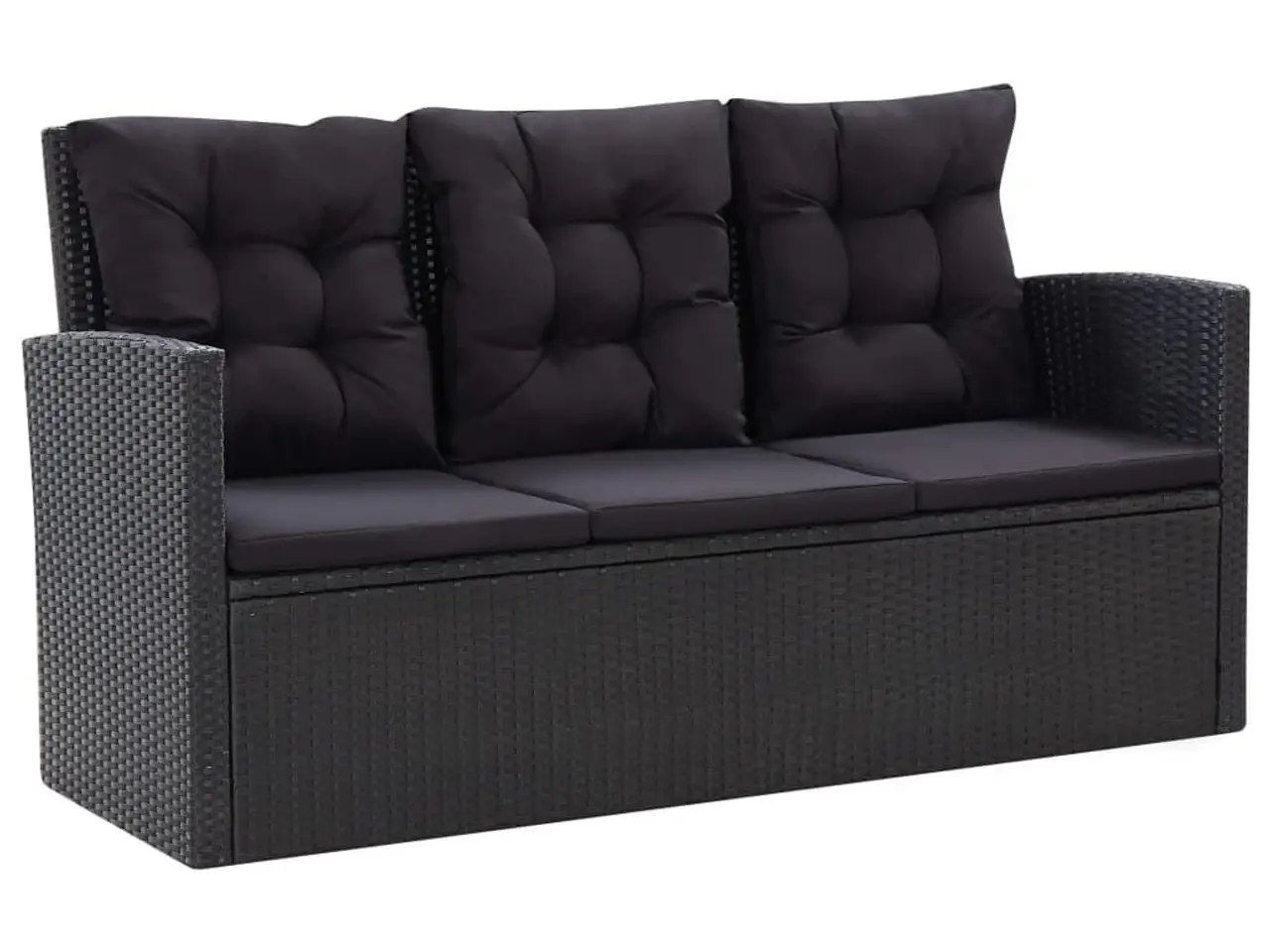 Billede 3 - Loungesæt til haven i polyrattan - 6 dele med hynder, sort