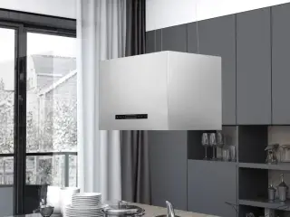 Hængende ø-emhætte med touchsensor LCD 55 cm rustfrit stål