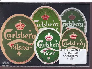 Øl og Sodavands Etiketter - Carlsberg - 5 Stk.