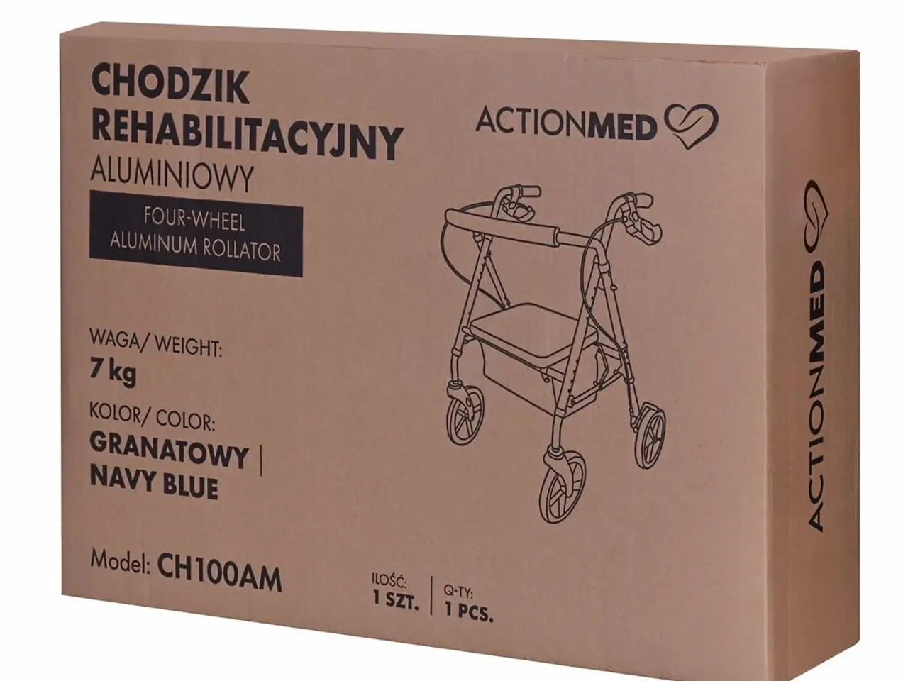 Billede 10 - Rollator med 4 hjul ActionMed - let aluminium, højdejusterbar