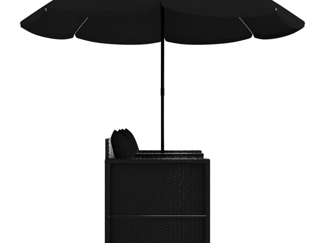 Billede 6 - Liggestol med hynde og parasol i polyrattan sort