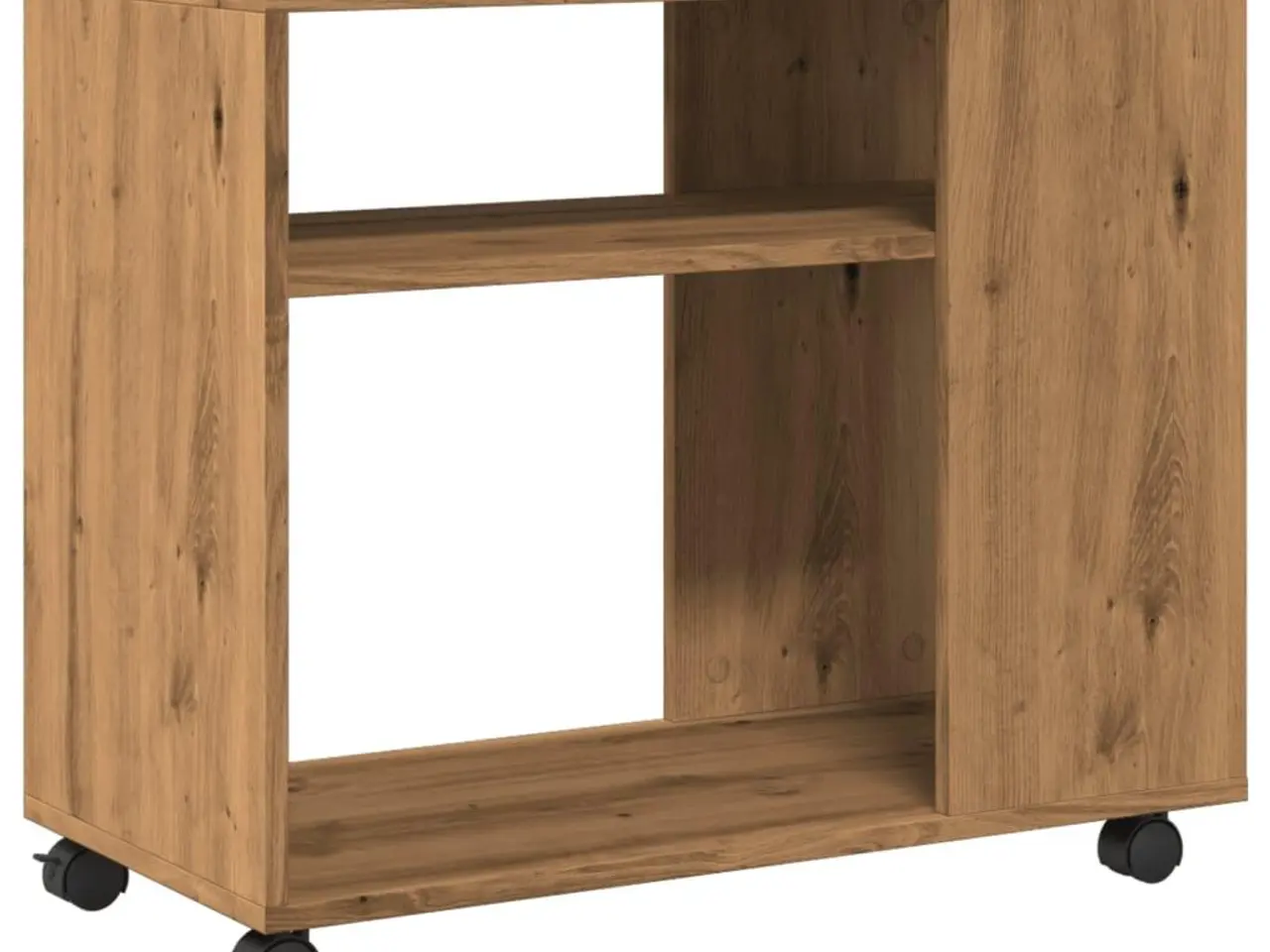Billede 7 - Sidebord med hjul - 70×35×60 cm i egetræsfarve, konstrueret træ