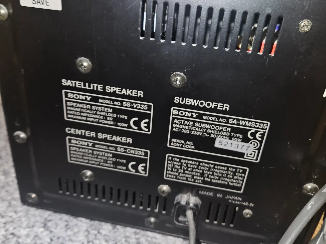 Billede 1 - Sony 5.1 surround sound-system højttalere