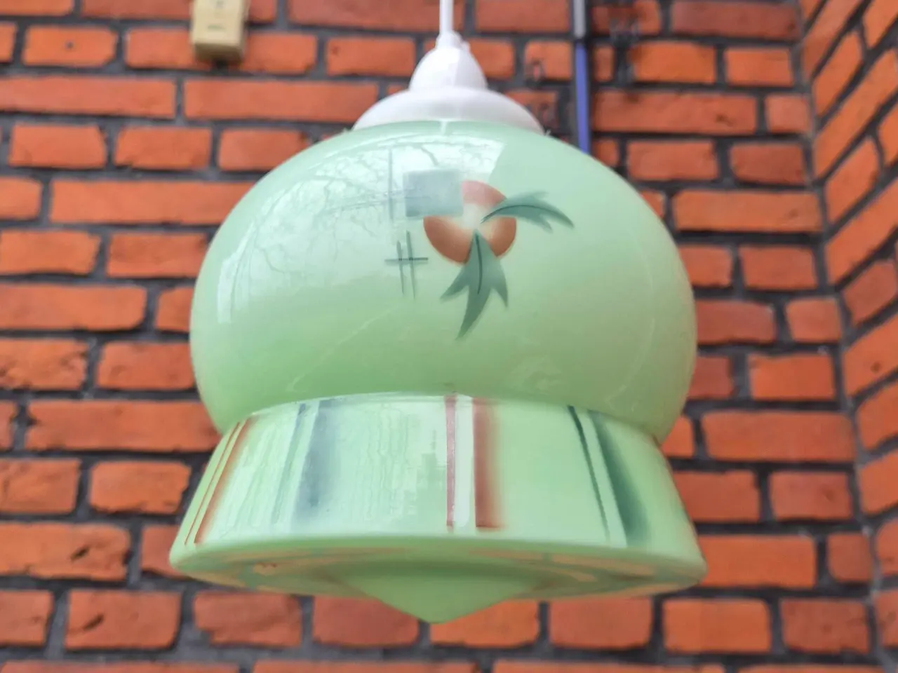 Billede 3 - Den smukkeste retrolampe i grønt glas