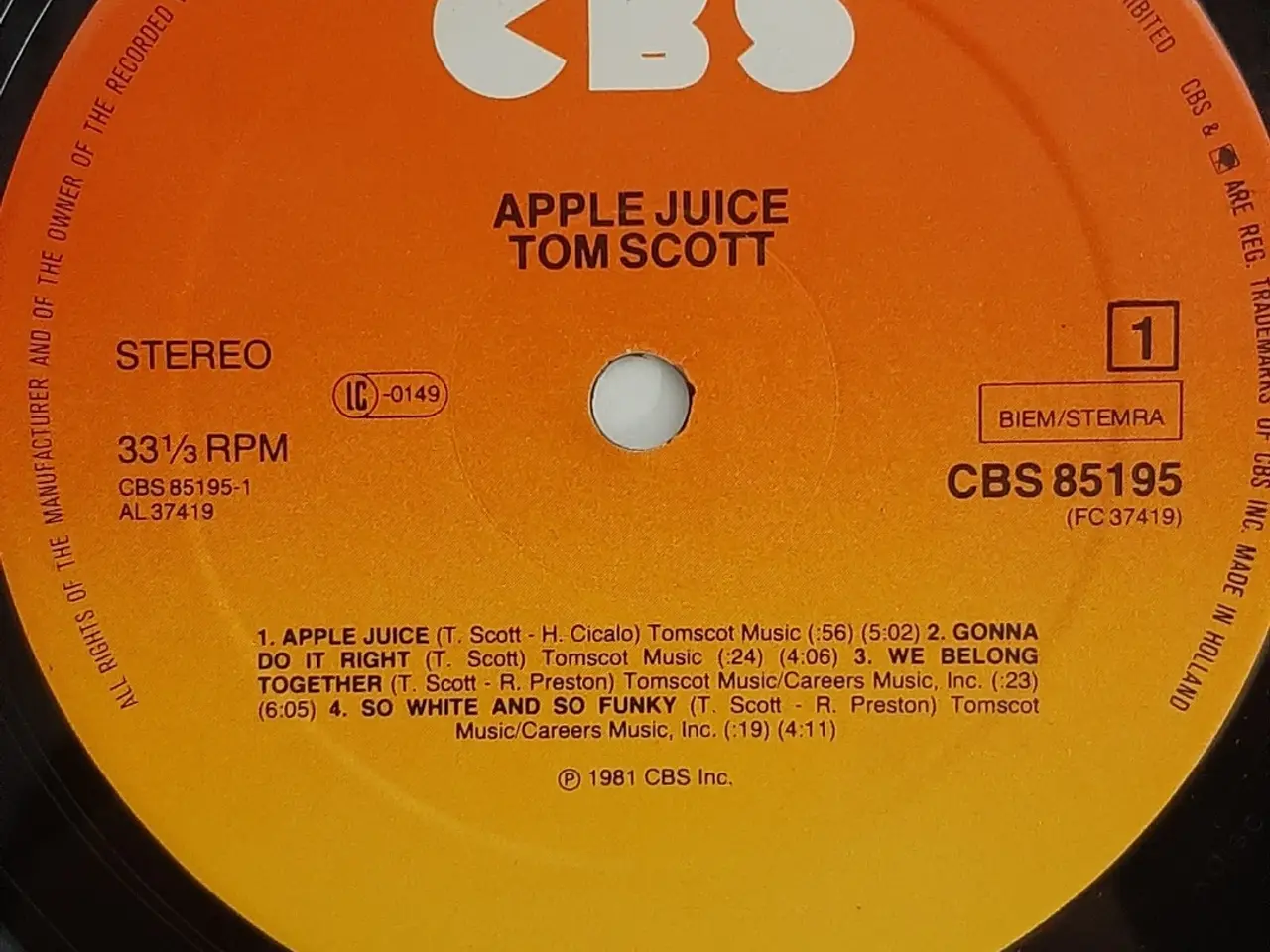 Billede 2 - TOM SCOTT APPLE JUICE VINYL