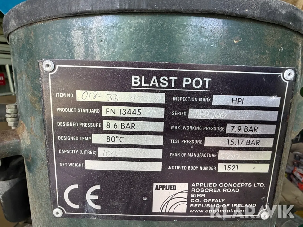 Billede 9 - Sandblæsningsanlæg Applied Concepts Ltd. Blast Pot