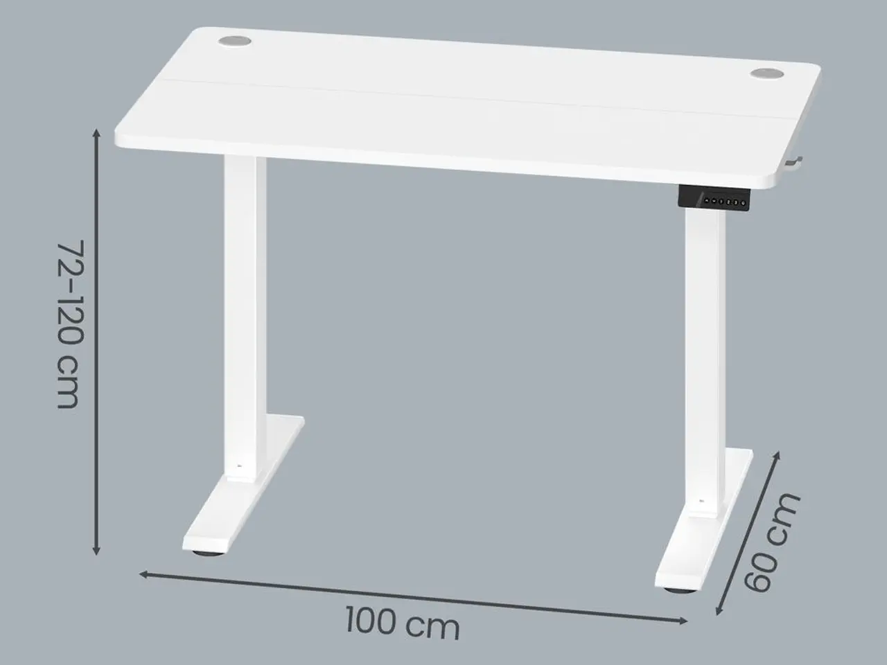 Billede 3 - Elektrisk hæve-sænkebord 100 x 60 cm - Cloud White
