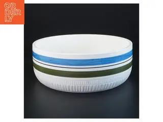 Porcelænsskål med blå og grønne striber fra Upsala Ekeby (str. 22 x 8 cm)
