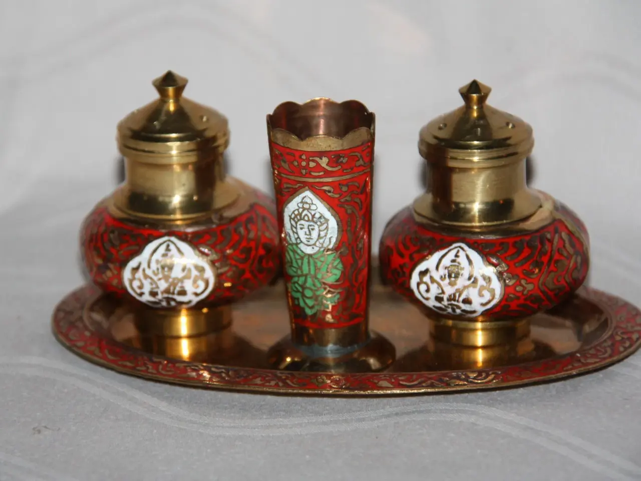Billede 2 - Cloisonne salt og peber sæt