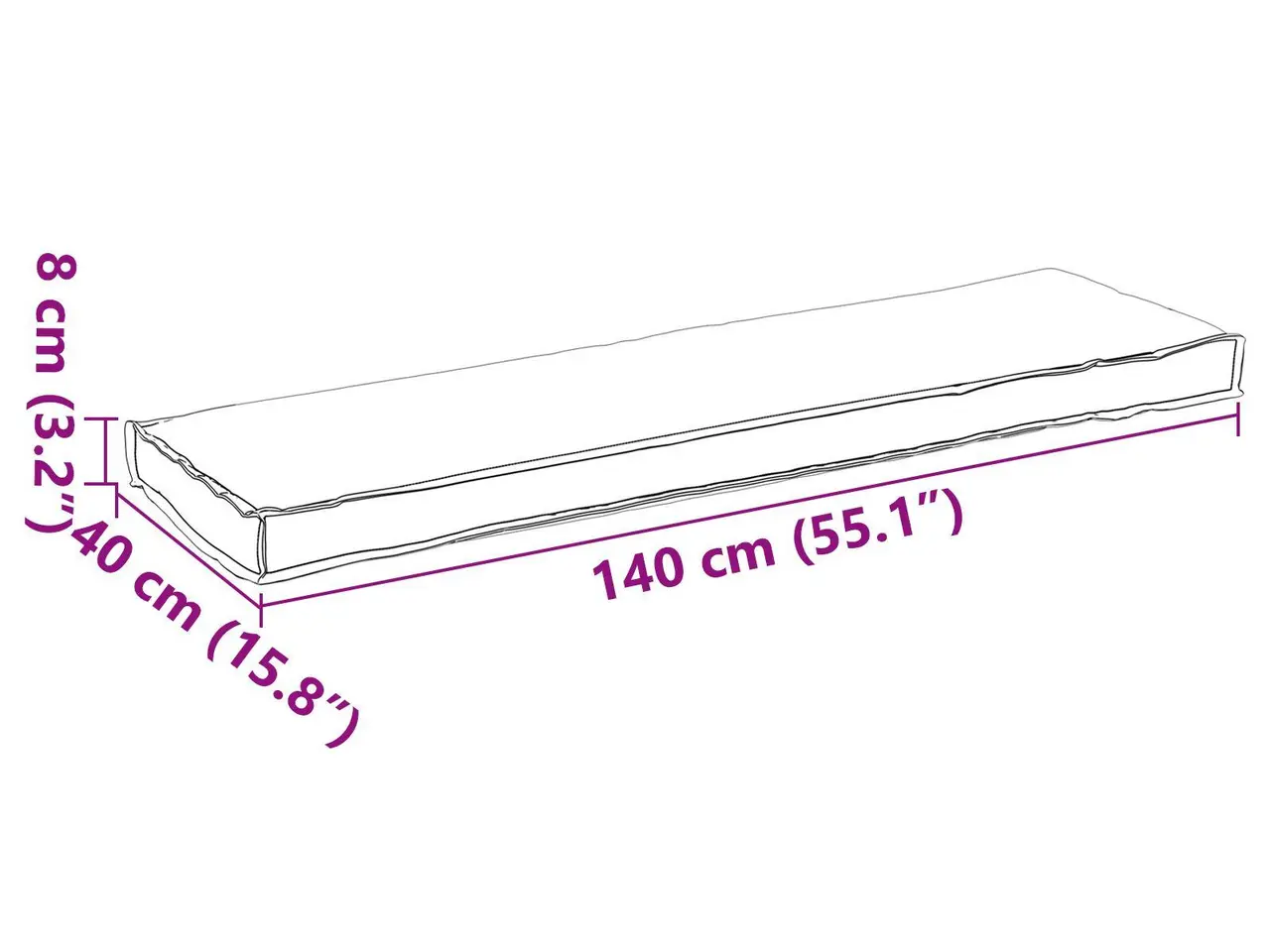 Billede 6 - Pallehynde til bænk Antracit 140 x 40 x 8 cm Oxford stof