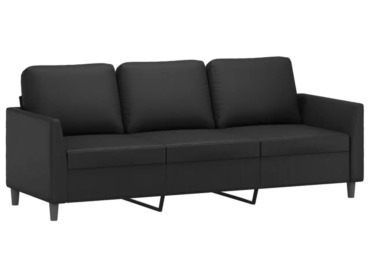 Billede 2 - 3-personers sofa i kunstlæder - sort, 180 cm sædebredde