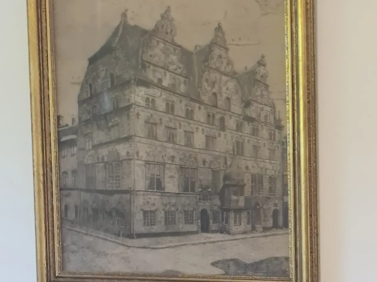Billede 1 - Ældre radering af Jens Bangs Stenhus i Aalborg