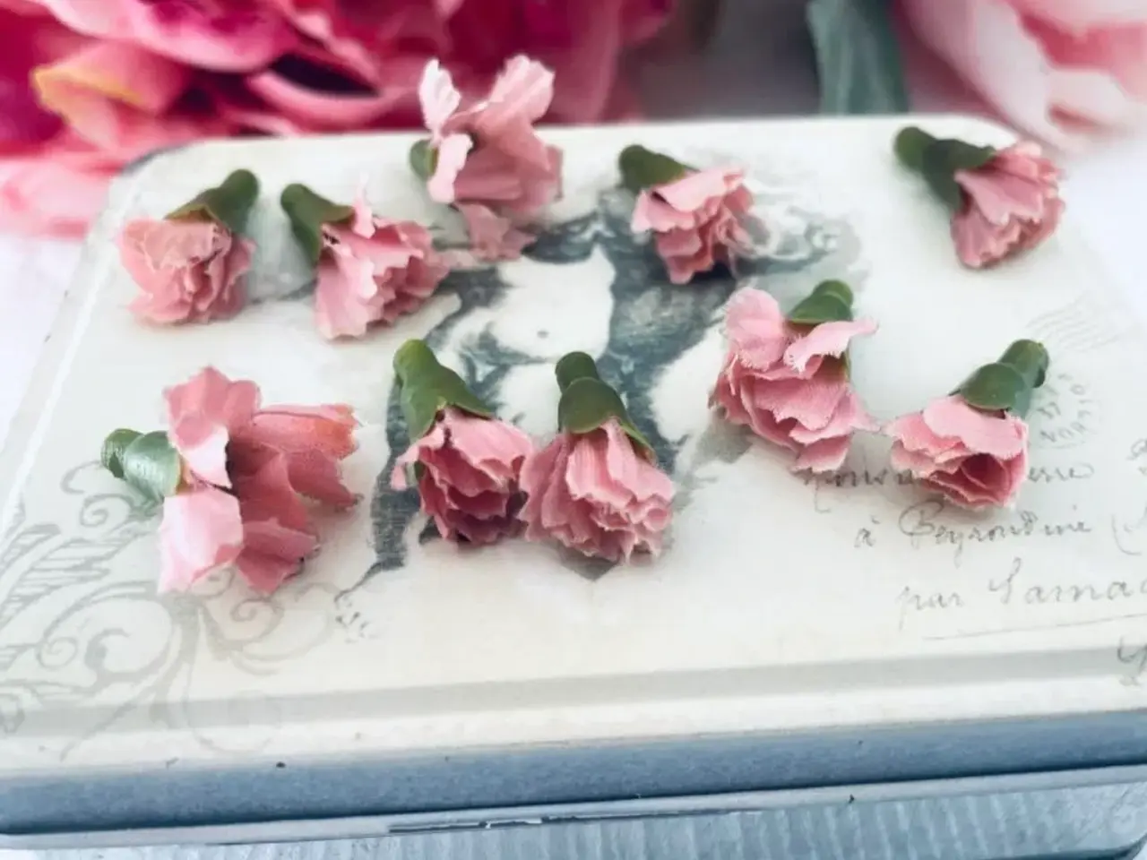 Billede 3 - Kunstig blomster lyserøde til hobby