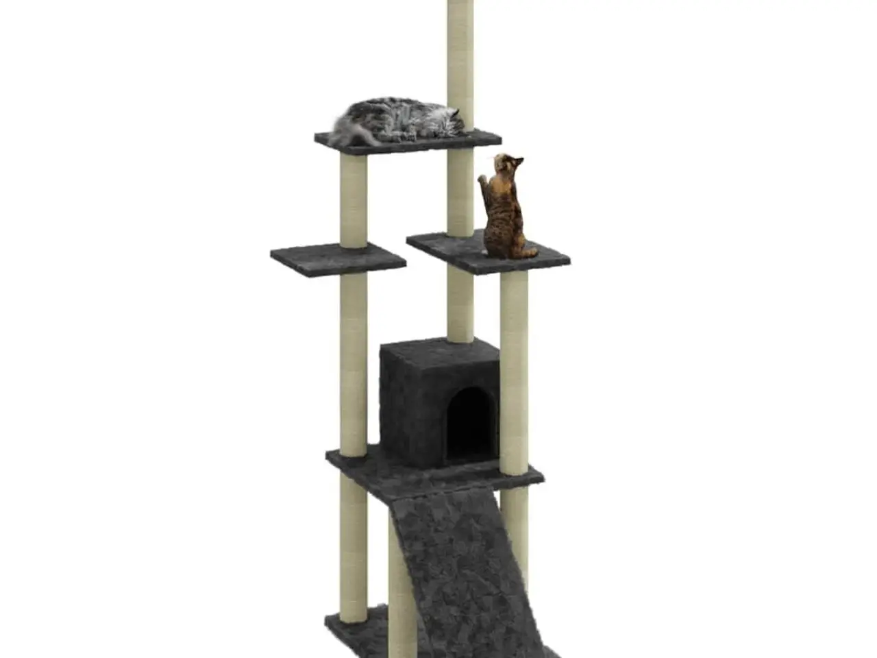 Billede 3 - Kradsetræ med sisal og rampe - 155 cm, mørkegrå