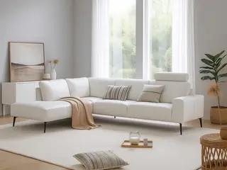 Hjort Knudsen Copenhagen Hvid læder Hjørnesofa Venstrevendt