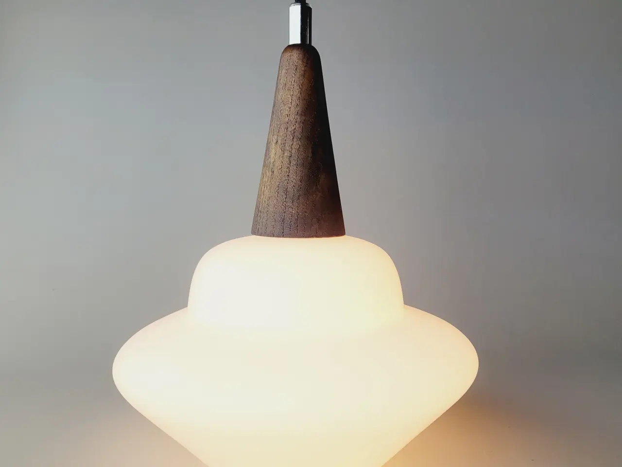 Billede 2 - ⭐️· 💡 Flot Vintage Pendel i Opalglas og Teaktræ