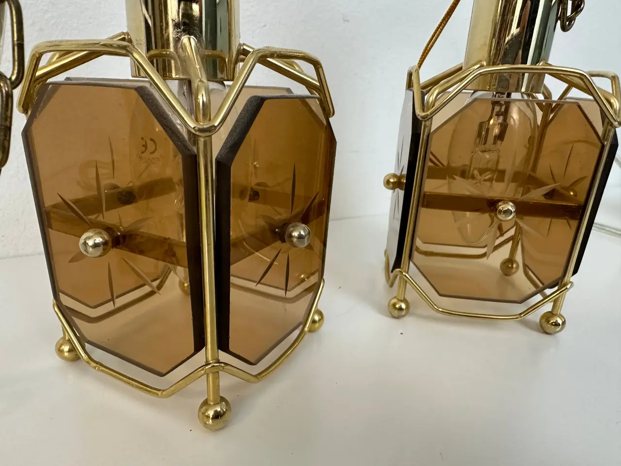Billede 3 - 2 stk retro pendler i messing / glas
