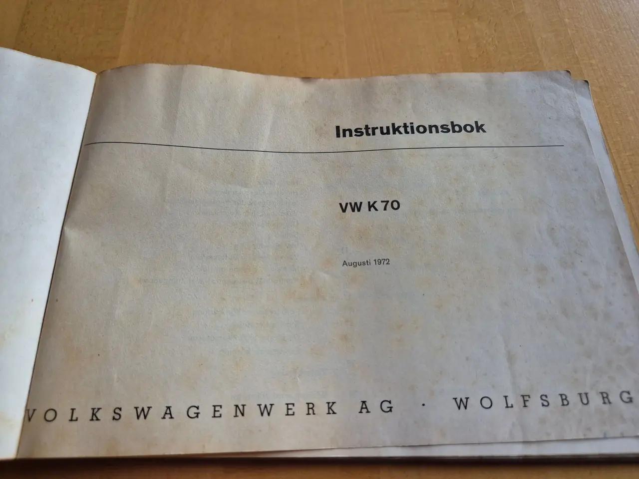 Billede 2 - Instruktionsbog VW K70.