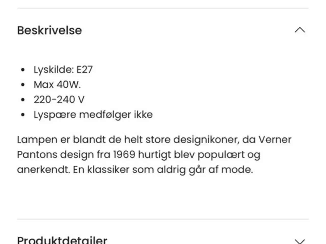 Billede 2 - VP 3 Flowerpot-lampe helt ny i original kasse