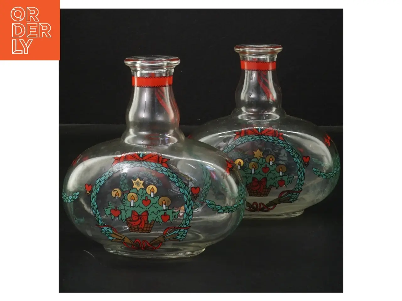 Billede 2 - 2 stk juledekorerede glasvaser 14x14 cm (str. 2 stk 14x14 cm)