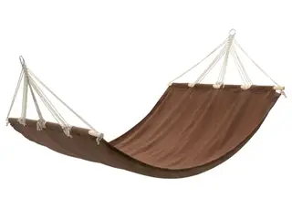 Hængekøje med træstang 210 × 150 cm - brun