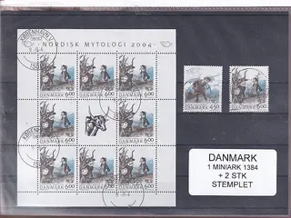 Danmark - Miniark 1384 + enkeltmærker - Stemplet