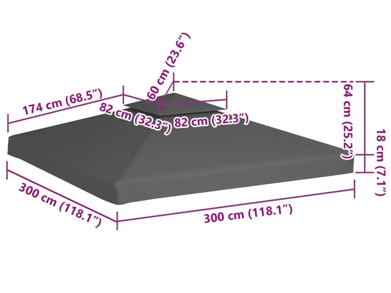 Billede 6 - Pavillontopdække i 2 lag 3×3 m - 310 g/m², gråbrun