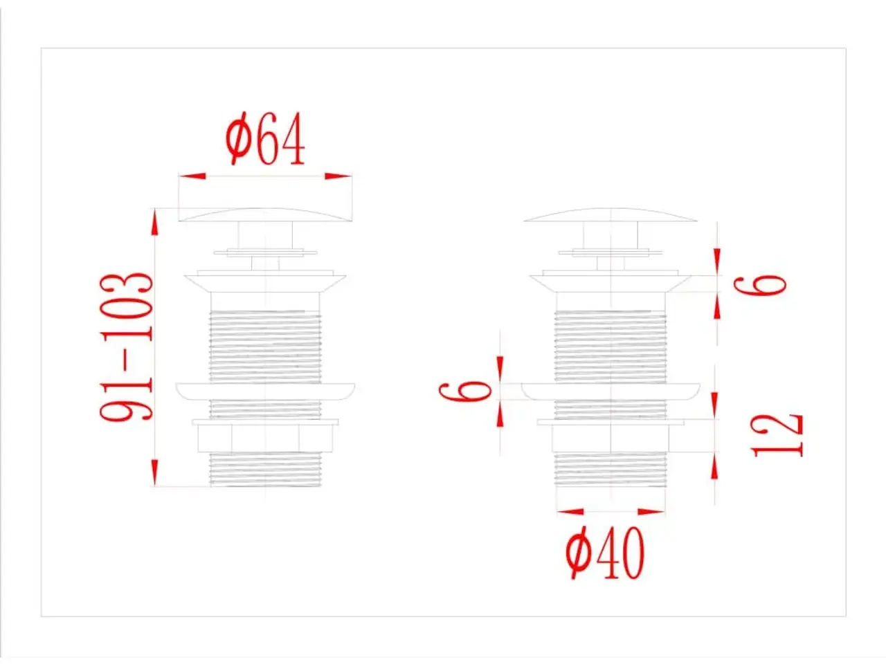 Billede 8 - Trykafløb uden overløb 6,4×6,4×9,1 cm - krom pop-up