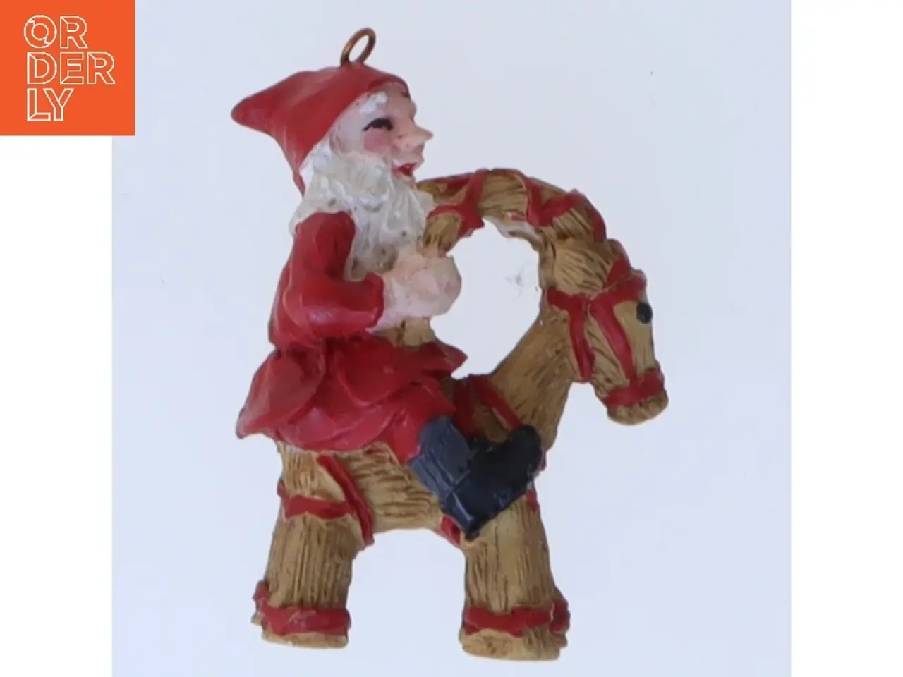 Billede 1 - Glas nisse med hest (str. 4,5 cm)