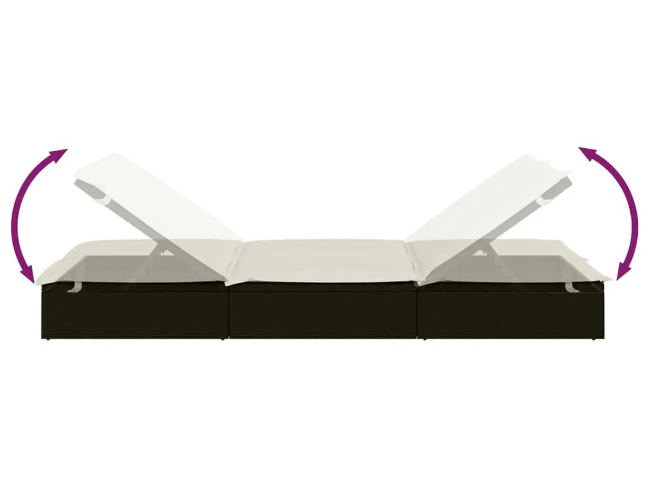 Billede 9 - 2-personers solseng i polyrattan med hynder - sort/creme