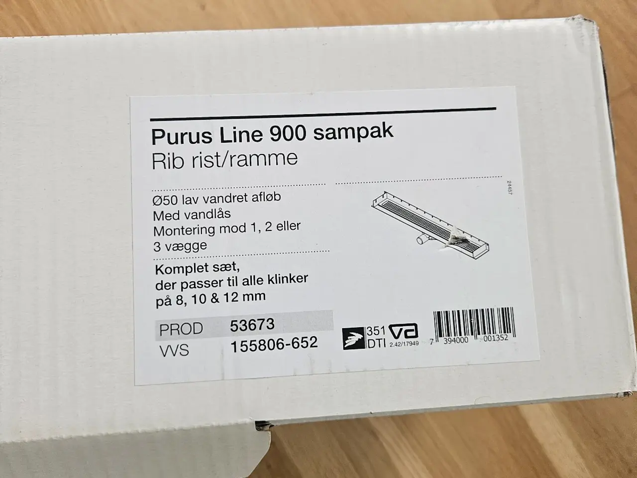 Billede 3 - Purus line komplet gulvafløb 900 med rist og ramme